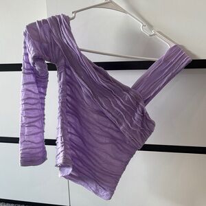 SHEIN Purple Ruched One-Shoulder Blouse